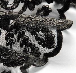 Krajka lem s lurexovou výšivkou černá