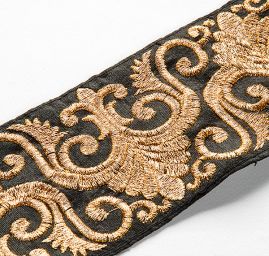 Porta vyšívaný šantung vzor ornament čierna