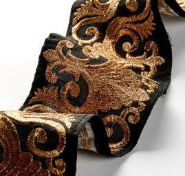 Porta vyšívaný šantung vzor ornament čierna