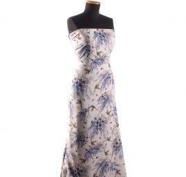 Viskozová šatová látka tisk ptáčci růžová