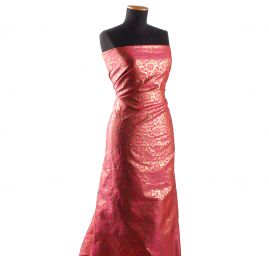 Brokát květinový vzor fuchsiovozlatý