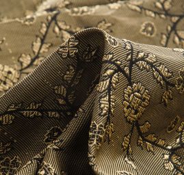 Hedvábný brokát s květinovým vzorem starozlatý II.jakost