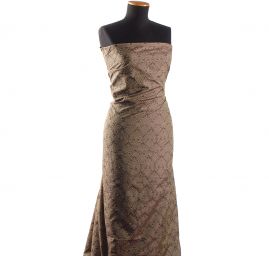 Hedvábný brokát s květinovým vzorem fialovozlatý