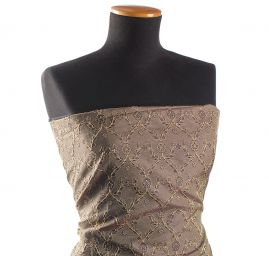 Hedvábný brokát s květinovým vzorem fialovozlatý