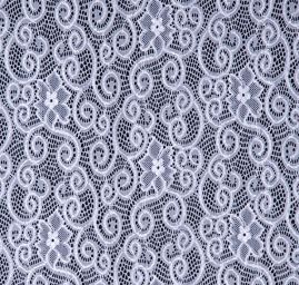 Pružná efektní krajka motiv ornamentů a květů bílá