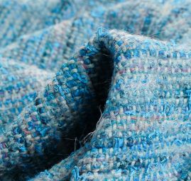 Ručně tkaná látka tyrkysový melír