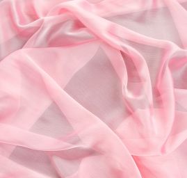 Šifon plise šanžán tmavě růžovobílý
