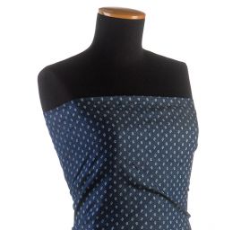 Riflovina imitace košilová květy modrá II.jakost