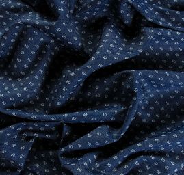 Riflovina imitace košilová květy modrá II.jakost