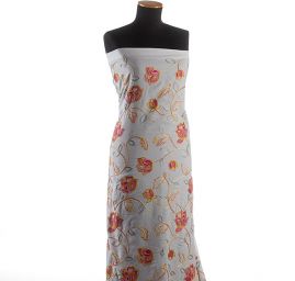 Viskozová letní látka s výšivkou bílá