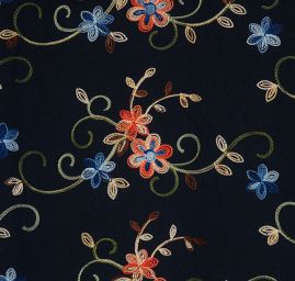 Viskozová letní látka s výšivkou tm. modrá