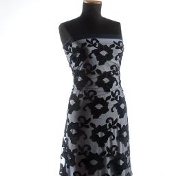 Tyl sametová aplikace květ tm.modrý