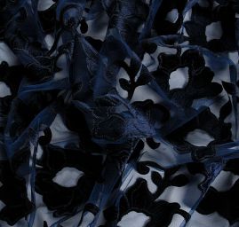 Tyl sametová aplikace květ tm.modrý