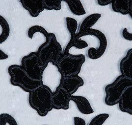 Tyl sametová aplikace květ tm.modrý