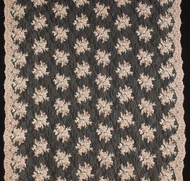 Krajka na vzorovém tylu květy béžová