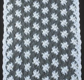 Krajka na vzorovém tylu květy modrá II.jakost