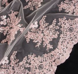 Krajka na tylu květy pastel růžová