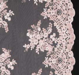 Krajka na tylu květy pastel růžová