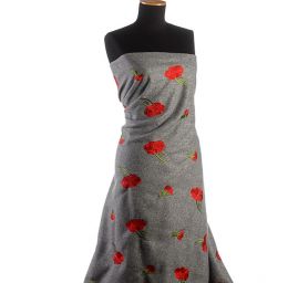 Flauš s výšivkou růží šedý