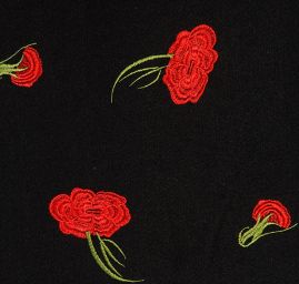 Flauš s výšivkou růží černý