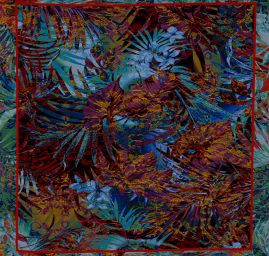 Žoržet motiv listů/hadí kůže červená