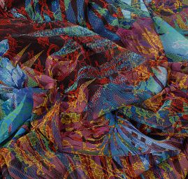 Žoržet motiv listů/hadí kůže červená