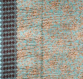 Hedvábný atlas květinový motiv/krajka modrá