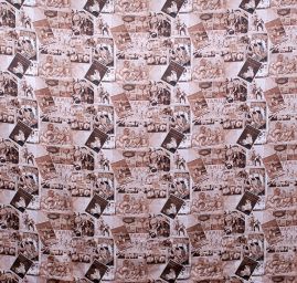 Atlas motiv vintage print hnědá