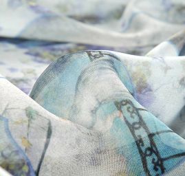 Žoržet romantický motiv francouzského stylu tyrkysová