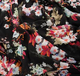 Žoržet variace kimono style pnoucích květů/černá