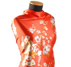 Atlas variace kimono style pnoucí květy/červená