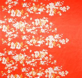 Atlas variace kimono style pnoucí květy/červená