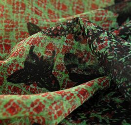 Žoržet jemný grafický design motýlci/květy velký