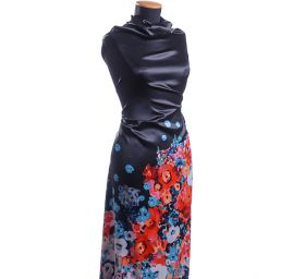 Atlas variace kimono style květy/černá