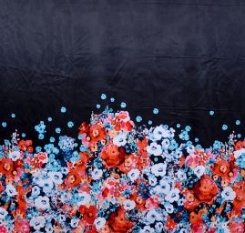 Atlas variace kimono style květy/černá