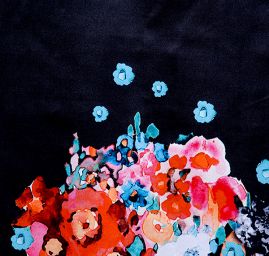 Atlas variace kimono style květy/černá