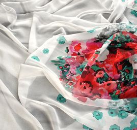 Žoržet variace kimono style květy/bílá