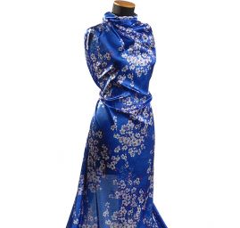 Atlas variace kimono styl květy modrá