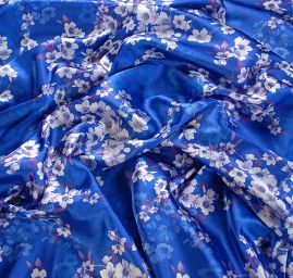 Atlas variace kimono styl květy modrá