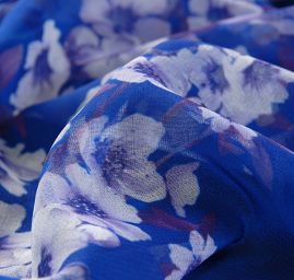 žoržet variace kimono styl květy modrá