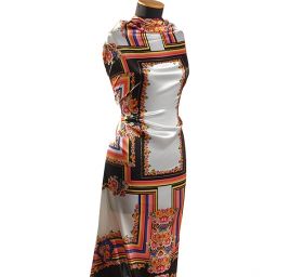 Atlas šátkový motiv bílý velký