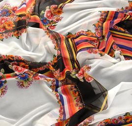 Žoržet šátkový motiv bílý velký