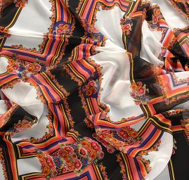 Žoržet šátkový motiv bílý malý