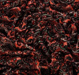 Hedvábný samet motiv paisley
