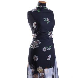 Hedvábný šifon černá