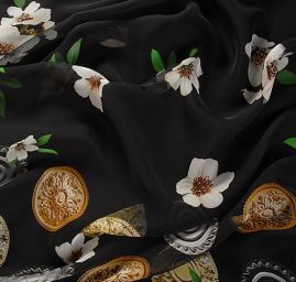 Hedvábný šifon černá