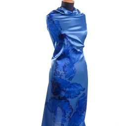 Atlas motiv velkých květů modrá