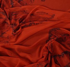 Žoržet motiv velkých květů červená