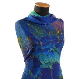 Žoržet motiv květin ve stylu akvarelové malby modrý