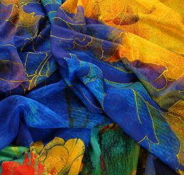 Žoržet motiv květin ve stylu akvarelové malby modrý